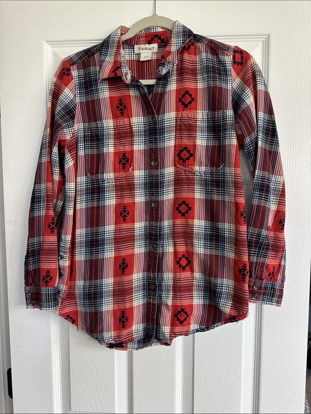 Ariat Red and Black Plaid Long-Sleeve Button Shirt